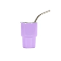 Purple 3oz stainless steel mini tumbler with transparent lid and curved metal straw - Dark Purple (conical) / 3oz