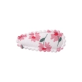 Floral print teardrop BB hair clip with pink scallop edges and white fabric finish - White with Pink Floral (37)