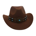 Cappello da cowboy western vintage marrone con fascia decorata in turchese - Taglia unica / caffè