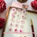 3D transparent sealing wax stickers with floral and butterfly patterns in pink tones - Rose Illusion Purple