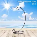 Minimalist black iron crescent moon stand for hanging glass globes and air plants - Cradle Stand