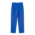 Blue high-waisted casual trousers with pleated details and side pockets in flat lay view - XS / Bright Blue