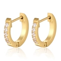 Chic 18K gold plated stainless steel hoop earrings with single row zircon inlay on white base - Single Row Zirconia Inlay / Gold
