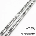 Collier maille gourmette en acier inoxydable poli, 8mm de large, 760mm de long, 85g - Longueur de chaîne 76cm / environ 85g (KN232820-ZZ)