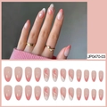Faux ongles amande roses avec motifs vagues blanches et détails cœurs JP0470-03 - Nude Rose French Vague Cœur (JP0470-03)
