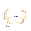 Gold celestial earrings featuring a crescent moon and star design with 12mm x 7mm dimensions - Moon & Star / Gold