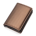 Brown carbon fiber RFID wallet for men with automatic pop-up card mechanism - Carbon Fiber Bronze