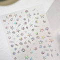 Holographic ocean nail stickers featuring colorful seashells and starfish patterns - TL-391 Transparent Glass Fragment