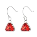 Elegant silver earrings with red triangular crystal pendants for a stylish women's look - Silver Red Triangle Earrings (KE105516-K)