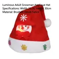 LED light-up Christmas hat with 3D snowman applique and snowflake patterns in red - Snowman LED Adult Style