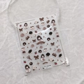 3D embossed nail stickers featuring cute girl and bear patterns in warm latte colors - Girl & Bear - New Embossed (TS-2792)
