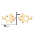 Cute gold pig stud earrings with heart cutout design, size 12mm x 7mm for women - Gold