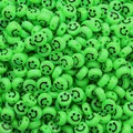 Flat round green acrylic smiley face beads for DIY jewelry making and necklaces - Green Black Smile
