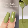 Japanese matcha green gel nail polish F074 showing matte and glossy finish effects - F074 Matcha Green