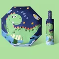 Automatische opvouwbare kinderparaplu ruimtedinosaurus met veilige anti-rebound - Tyrannosaurus - Veiligheid Anti-rebound (Reflecterende Strip)