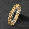 Bracciale da uomo a catena cubana con trama martellata vintage in oro lucido - Oro (KB203085-KJX)