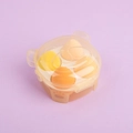 Set of yellow and orange makeup sponges in a clear bear-shaped storage case - Set of 4 - Premium / Sea Salt Yellow