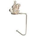 Polished silver metal Christmas stocking holder with sleigh and tree design - Sleigh / Silver