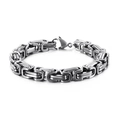 Zware zilveren roestvrijstalen schakelarmband met stevige karabijnsluiting voor heren - Staalkleur 8mmkb91946-z / 21cm