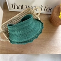 Visiera parasole pieghevole verde scuro intrecciata a mano con trama a maglia traforata - Verde