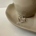 Silver bow wave-shaped double-layer adjustable sterling silver ring for women - Wave Double Layer Irregular Style (J3386)