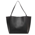 Classic black vintage tote bag in matte synthetic leather with slim shoulder straps - Black