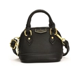 Mini black shell crossbody bag for girls with gold hardware and top handle - Black