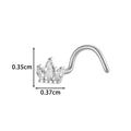 Clou de nez en titane G23 en forme de couronne avec trois zircons taille marquise - Style Couronne avec Zircone (T2556-5#) / Argent
