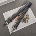 Adjustable geometric patterned woven strap with gunmetal hardware for crossbody bags - Dark Grey Blue + Gunmetal Hook