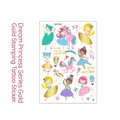 Tatuaggi temporanei dorati principessa e unicorno per bambini, design WE-054 - Stile Principessa del Balletto e Mongolfiera (WE-054)