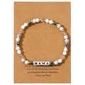 Beaded MAMA bracelet for Mother's Day gift featuring marble texture beads and heart card - Marble Pattern Mixed Beaded MAMA Letter Card Style