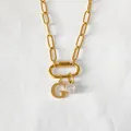 Collana a catena a graffetta in acciaio inossidabile placcato oro 14K con lettera G - Lettera G