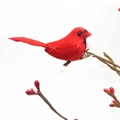 Artificial red feathered cardinal bird Christmas tree ornament with metal clip - Small Red Bird Clip Style / Red