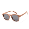 Occhiali da sole per bambini in silicone rosa con montatura rotonda opaca e lenti polarizzate - Marrone Terra-C28