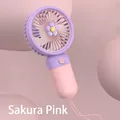 Sakura Pink handheld mini USB fan with floral design and lanyard for students - Sakura Pink Flower