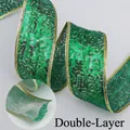Detail of double-layer green sequin ribbon with gold edges for Christmas tree decoration - Custom Edge