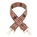Détail de la bandoulière large en jacquard ethnique avec boucles dorées métalliques - Rose Chair Café Floral