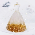 Elegant resin crystal princess dress figurine with gold glitter flakes for home decor - Pristine White