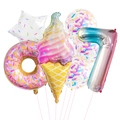 Detail of sweet donut and ice cream foil balloon set with rainbow number 7 for birthdays - Ice Cream Style 7 (Number 7)