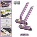 Purple V-shaped crevice cleaning brush 2-pack with scraping tail and hanging hooks - 2-Pack + 2 Hooks / Purple