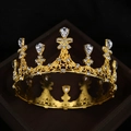 Barocke goldene Krone für Bräute mit Strasssteinen und elegantem Schleifendesign - Gold (HG-115)