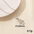 Silberne Edelstahlhalskette mit Hand der Fatima Anhänger in der Größe 27x20mm - Silber Hand der Fatima Stil (S687-S+N22-S) / Silber