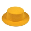 Flat top fedora hat in bright yellow wool felt featuring a vintage wide brim design - Yellow