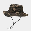 Detail of jungle camo boonie hat featuring mountain embroidery and metal vent eyelets - M (56-59cm) / Khaki Camouflage