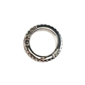 Silver alloy spring ring keychain hook featuring unique carved cross pattern engraving - White K/Silver