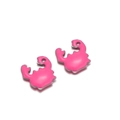 Zwei vergoldete Edelstahl Krabben-Anhänger mit rosa Emaille und praktischer Öse - Stahlbasis - Rosarot