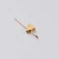Macro detail of a golden 3D triangle geometric bead with 1.8mm hole for DIY jewelry - 18K Gold