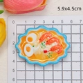 Top-down detail of a miniature seafood ramen bowl fridge magnet measuring 5.9x4.5cm - Shrimp Egg Noodles