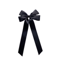 Lazo para el pelo de satén negro con cintas largas para un estilo balletcore elegante - Negro