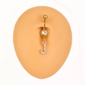 Piercing ombelico in acciaio dorato con pendente lettera J impreziosito da cristalli - Lettera J (Z-253) / Argento